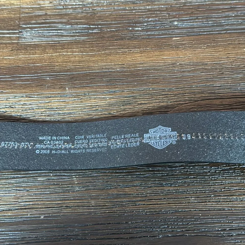 Harley Davidson Black Leather Belt & Buckle